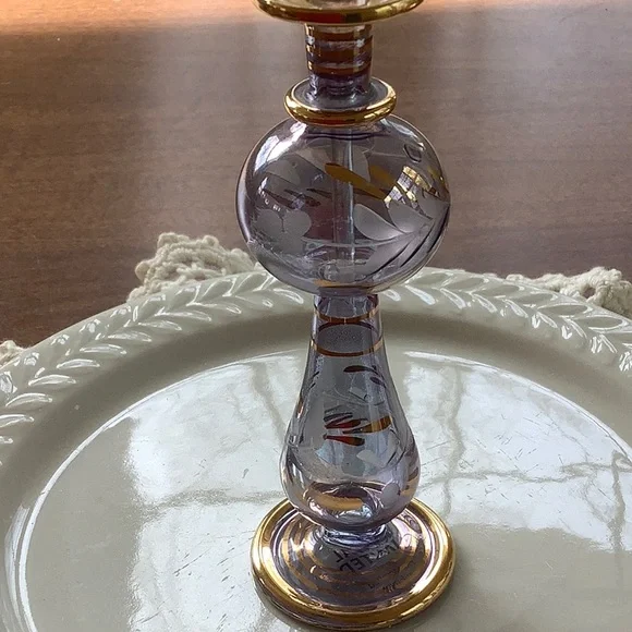 Vintage Egyptian Etched Glass Perfume Bottle Trio - Picture 9 of 12